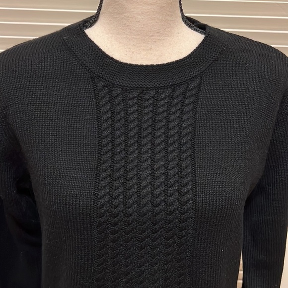 Soft Surroundings Sydney Cable Wool Blend Sweater in Black - Picture 5 of 15
